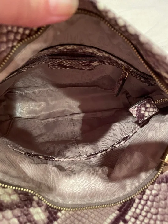 Michael Kors Brown and Tan Snake-Print Foldover Shoulder bag - Picture 4 of 5